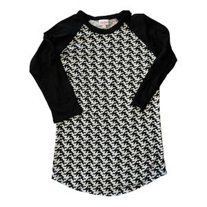 LaLaRoe Randy Women's Raglan Baseball Tee Black Geometric Women's Size XS 2-4